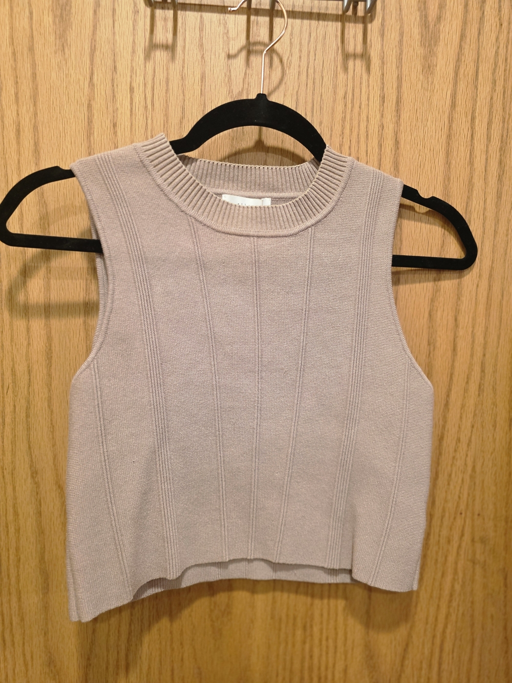 Sleeveless Ribbed Crop Top in Light Taupe